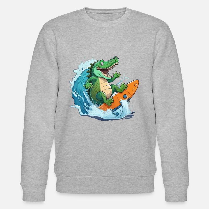 Croco sur la plage - Sweat bio CHANGER Stanley/Stella Unisexe - gris chiné