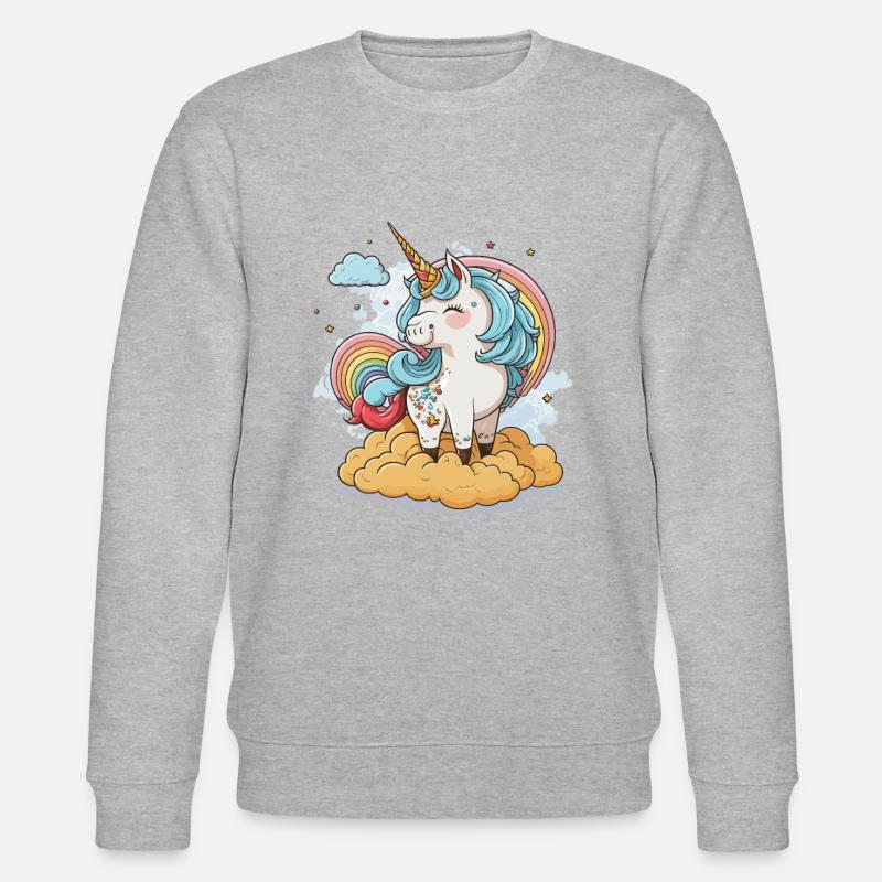 Das Regenbogen-Einhorn - Stanley/Stella Unisex Bio-Sweatshirt CHANGER  - Grau meliert