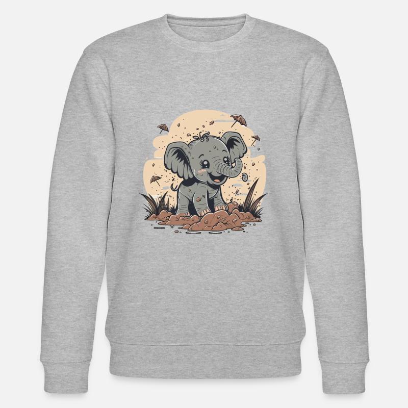 Éléphant espiègle - Sweat bio CHANGER Stanley/Stella Unisexe - gris chiné