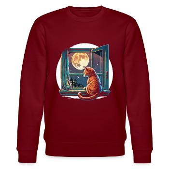 Sneaky Cat - Stanley/Stella CHANGER Unisex Organic Sweatshirt - burgundy - Front - Nik (191cm) & Marisol (170cm)
