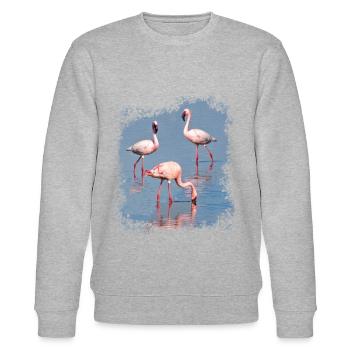Flamingos - Flamingo - Africa - Safari - Kenya - Stanley/Stella CHANGER Unisex Organic Sweatshirt - heather grey - Front - Nik (191cm) & Marisol (170cm)