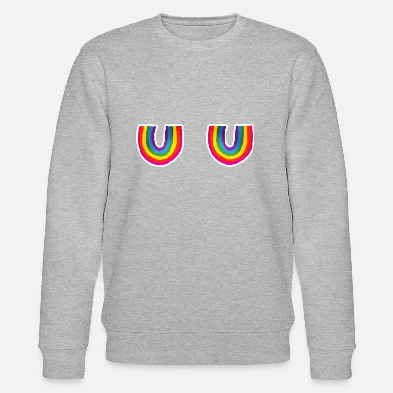 Funny Rainbow Breasts Tits Breast Fun - Stanley/Stella CHANGER Unisex Organic Sweatshirt - heather grey