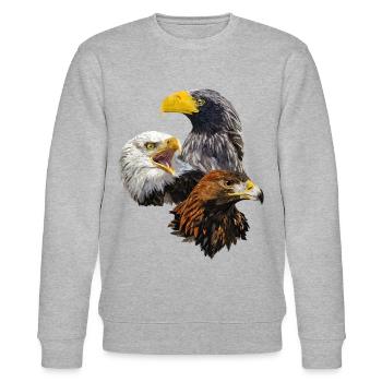 Raubvögel - Stanley/Stella Unisex Bio-Sweatshirt CHANGER  - Grau meliert - Vorne - Nik (191cm) & Marisol (170cm)