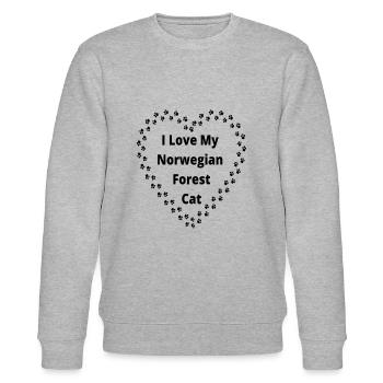 I Love My Norwegian Forest Cat Paw Prints - Stanley/Stella CHANGER Unisex Organic Sweatshirt - heather grey - Front - Nik (191cm) & Marisol (170cm)