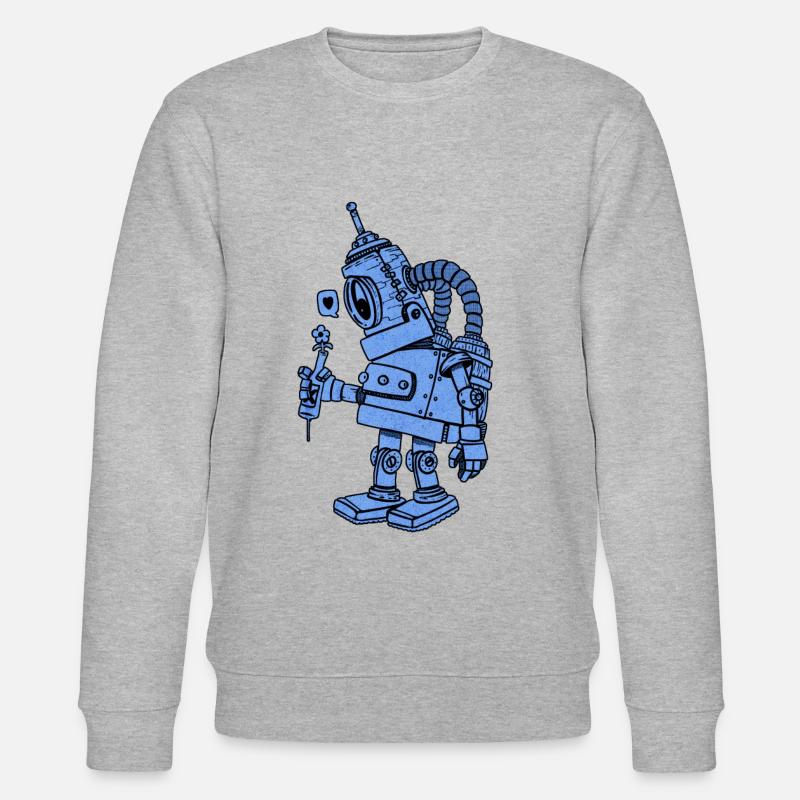 Roboter in Liebe blau - Stanley/Stella Unisex Bio-Sweatshirt CHANGER  - Grau meliert