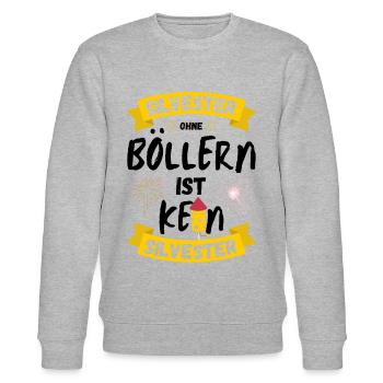 Silvester Ohne Böller Böllern Lustiger Spruch BOOM - Stanley/Stella Unisex Bio-Sweatshirt CHANGER  - Grau meliert - Vorne - Nik (191cm) & Marisol (170cm)