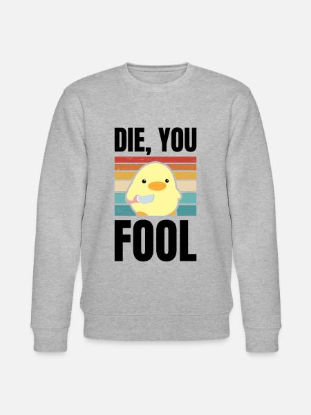 Die fjols and med kniv meme kylling gave - Stanley/Stella økologisk unisex-sweatshirt CHANGER  - grå meleret