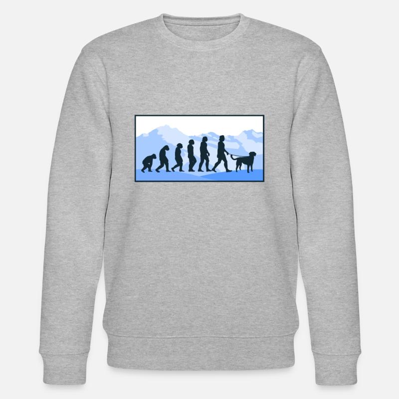 Kleiner Münsterländer Evolution Hunde Geschenk - Stanley/Stella Unisex Bio-Sweatshirt CHANGER - Grau meliert