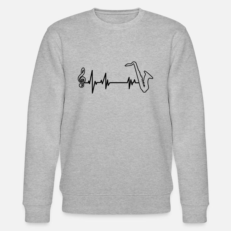 Saxophon EKG Saxofon Herzfrequenz Musik - Stanley/Stella Unisex Bio-Sweatshirt CHANGER  - Grau meliert