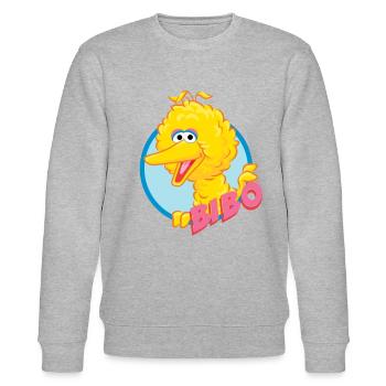 Sesamstraße Bibo Portrait - Stanley/Stella Unisex Bio-Sweatshirt CHANGER  - Grau meliert - Vorne - Nik (191cm) & Marisol (170cm)