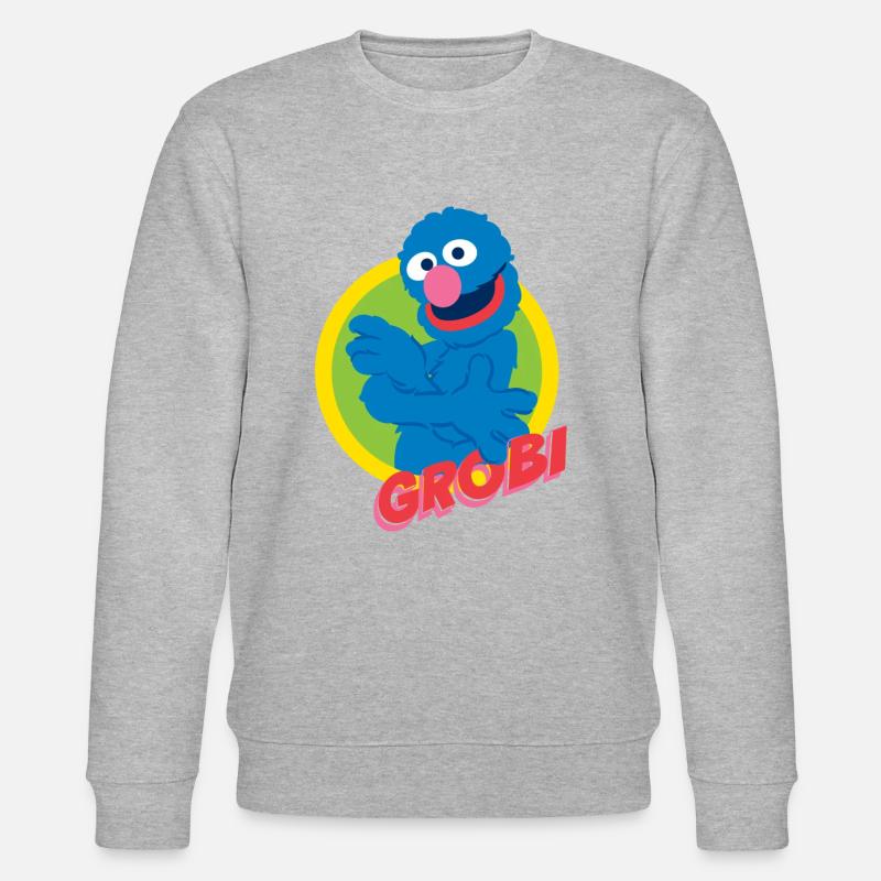 Sesamstraße Grobi Portrait - Stanley/Stella Unisex Bio-Sweatshirt CHANGER  - Grau meliert