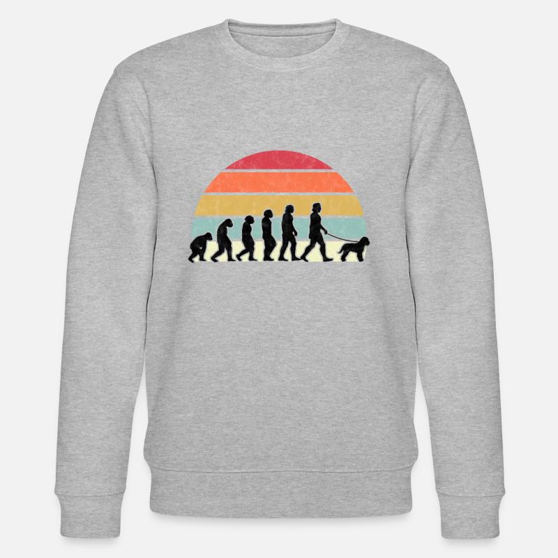 Lagotto Romagnolo Evolution Trüffelhund Geschenk - Stanley/Stella Unisex Bio-Sweatshirt CHANGER  - Grau meliert