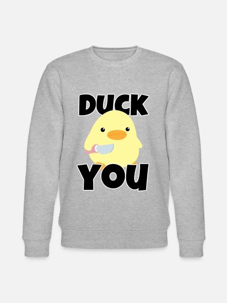 Duck you Ente Mit Messer Duck with Knife Meme Fun - Stanley/Stella CHANGER Unisex Organic Sweatshirt - heather grey