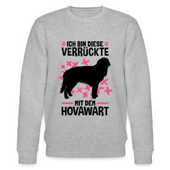 Ich bin die Verrückte mit dem Hovawart - Stanley/Stella Unisex Bio-Sweatshirt CHANGER  - Grau meliert - Vorne - Nik (191cm) & Marisol (170cm)