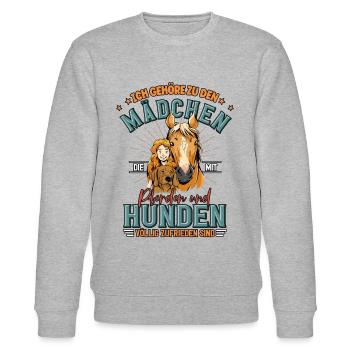 Pferde Hunde - Stanley/Stella Unisex Bio-Sweatshirt CHANGER  - Grau meliert - Vorne - Nik (191cm) & Marisol (170cm)
