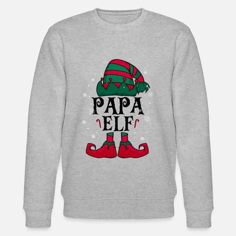 Papa Elf Weihnachten - Stanley/Stella Unisex Bio-Sweatshirt CHANGER  - Grau meliert