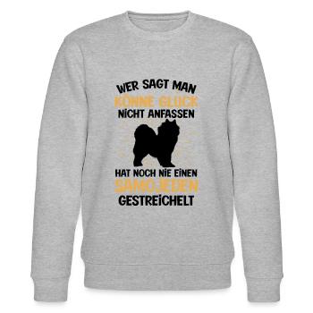 Samojede Glück anfassen Samojedenspitz - Stanley/Stella Unisex Bio-Sweatshirt CHANGER  - Grau meliert - Vorne - Nik (191cm) & Marisol (170cm)