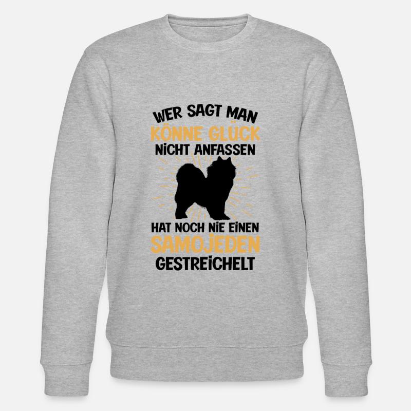 Samojede Glück anfassen Samojedenspitz - Stanley/Stella Unisex Bio-Sweatshirt CHANGER  - Grau meliert