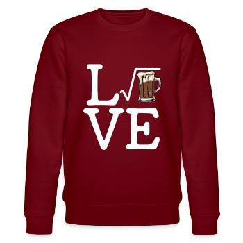 I love root beer, root beer - Stanley/Stella Unisex Bio-Sweatshirt CHANGER  - Burgunderrot - Vorne - Nik (191cm) & Marisol (170cm)