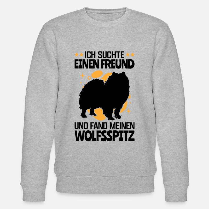 Suchte Wolfsspitz deutscher Spitz Keeshond - Stanley/Stella Unisex Bio-Sweatshirt CHANGER  - Grau meliert