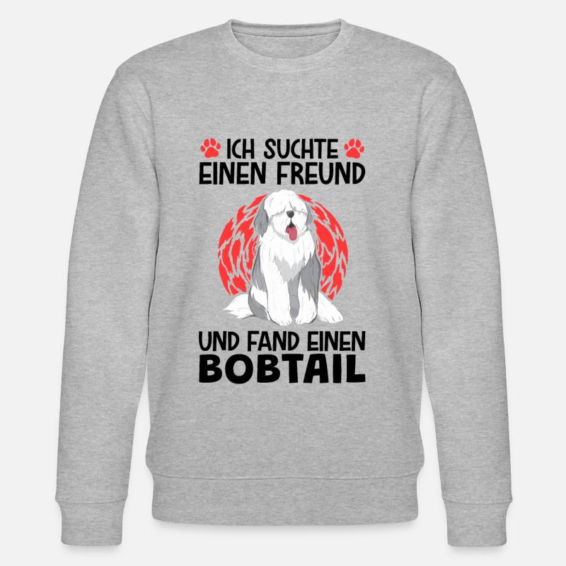 Bobtail Freund gesucht Altenglischer Bobtail - Stanley/Stella Unisex Bio-Sweatshirt CHANGER  - Grau meliert