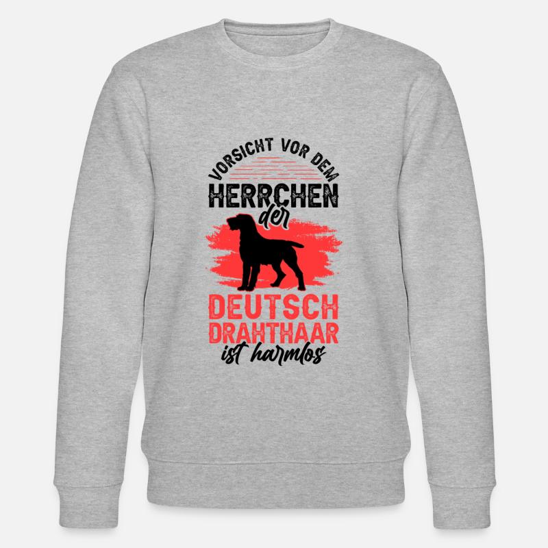 Deutsch Drahthaar Herrchen Jagdhund - Stanley/Stella Unisex Bio-Sweatshirt CHANGER  - Grau meliert