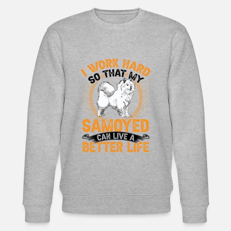 Samoyed work hard Samoyedenspitz - Stanley/Stella CHANGER Unisex Organic Sweatshirt - heather grey