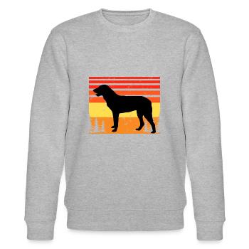 Cao De Castro Laboreiro Dog Silhouette Retro Sun - Stanley/Stella CHANGER Unisex Organic Sweatshirt - heather grey - Front - Nik (191cm) & Marisol (170cm)
