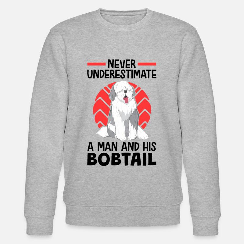 Mädchen mit Bobtail Altenglischer Bobtail - Stanley/Stella Unisex Bio-Sweatshirt CHANGER  - Grau meliert