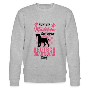 Mädchen das ihren Deutsch Drahthaar liebt - Stanley/Stella Unisex Bio-Sweatshirt CHANGER  - Grau meliert - Vorne - Nik (191cm) & Marisol (170cm)