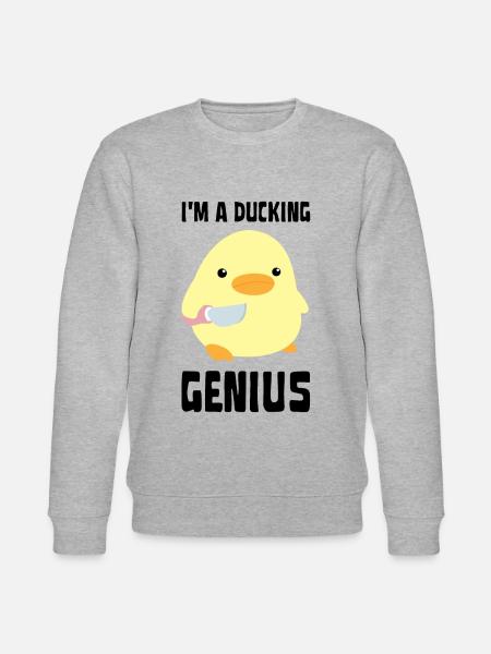 I'm A Ducking Genius - Grappige eend met mes Meme - Stanley/Stella Uniseks bio-sweatshirt CHANGER  - grijs gemêleerd