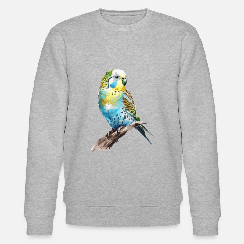 budgerigar parakeet, budgie - Stanley/Stella CHANGER Unisex Organic Sweatshirt - heather grey
