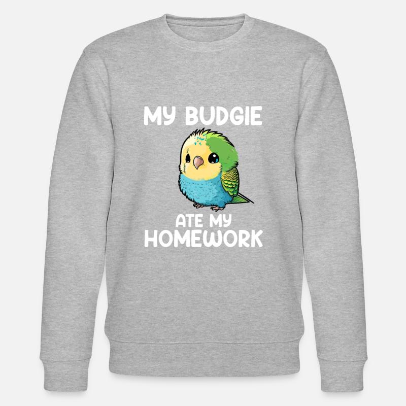 budgerigar parakeet, budgie - Stanley/Stella CHANGER Unisex Organic Sweatshirt - heather grey