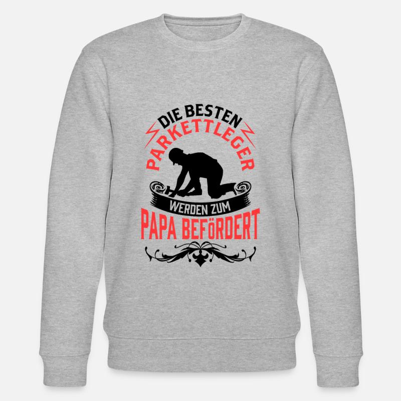 Parkettleger wird zum Papa Fußbodenleger - Stanley/Stella Unisex Bio-Sweatshirt CHANGER  - Grau meliert