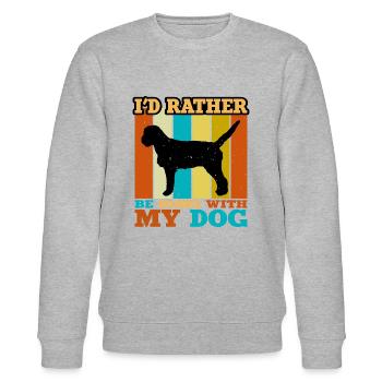 Griffon Fauve De Bretagne Dog Silhouette Retro - Stanley/Stella CHANGER Unisex Organic Sweatshirt - heather grey - Front - Nik (191cm) & Marisol (170cm)