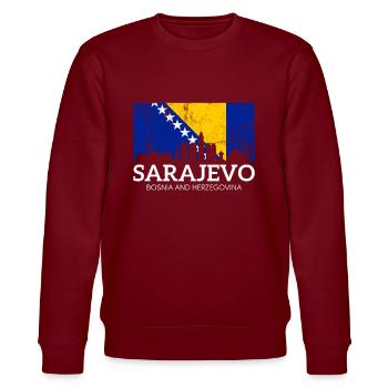 Bosnia Herzegovina - Stanley/Stella CHANGER Unisex Organic Sweatshirt - burgundy - Front - Nik (191cm) & Marisol (170cm)