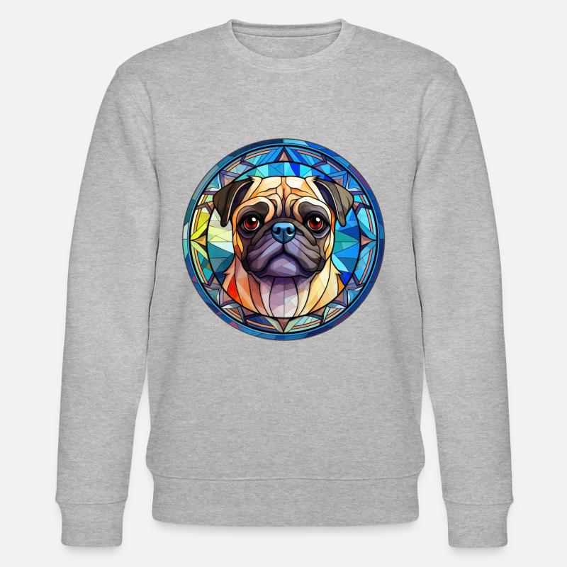Mops Hunderasse Aquarellglas - Stanley/Stella Unisex Bio-Sweatshirt CHANGER  - Grau meliert