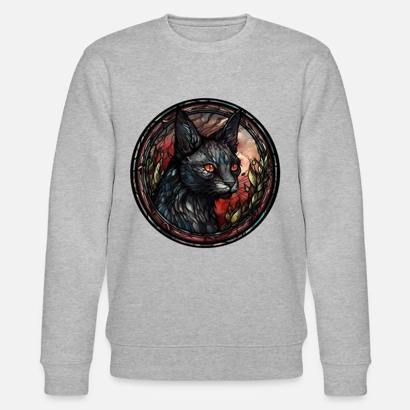 Lykoi Katzenrasse Aquarellglas - Stanley/Stella Unisex Bio-Sweatshirt CHANGER  - Grau meliert