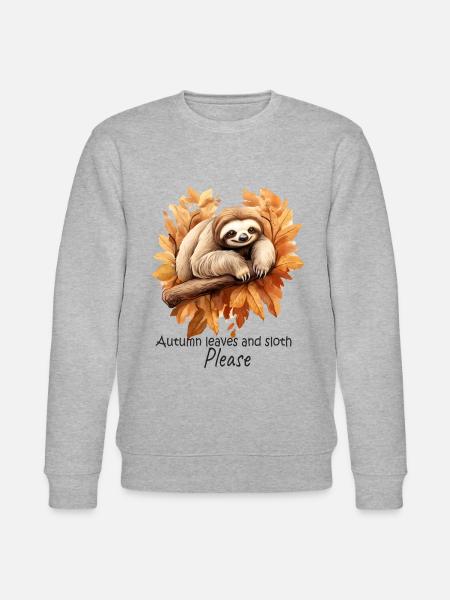 Autumn Sloth: Relaxation Sleep Shirt - Stanley/Stella CHANGER Unisex Organic Sweatshirt - heather grey