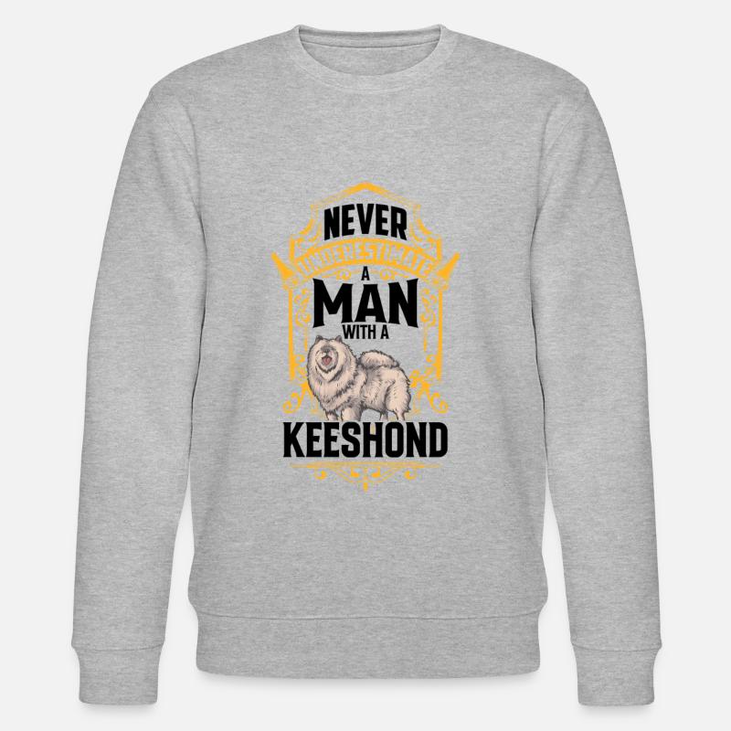 Man with Wolfspitz German Spitz - Stanley/Stella CHANGER Unisex Organic Sweatshirt - heather grey