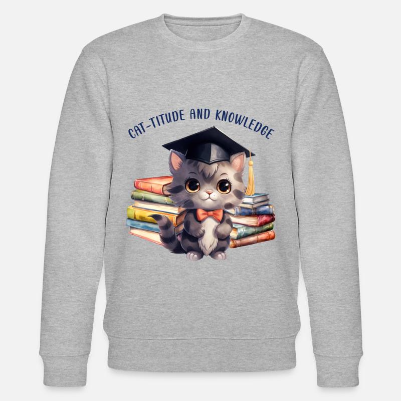 « Cat-Titude Et Connaissance » - Sweat bio CHANGER Stanley/Stella Unisexe - gris chiné