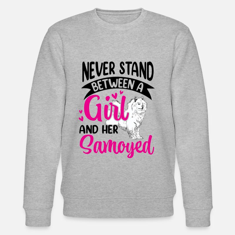 Mädchen und ihr Samojede Samojedenspitz - Stanley/Stella Unisex Bio-Sweatshirt CHANGER  - Grau meliert
