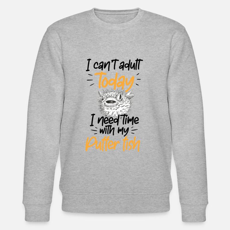 Brauche Zeit mit Kugelfisch Aquaristik - Stanley/Stella Unisex Bio-Sweatshirt CHANGER  - Grau meliert