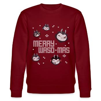 G2 Esports Merry Wasd-Mas Ugly Christmas Design - Stanley/Stella CHANGER Unisex Organic Sweatshirt - burgundy - Front - Nik (191cm) & Marisol (170cm)