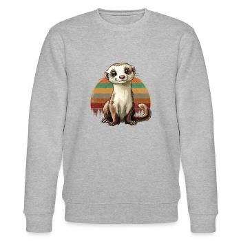 ferret illustration - Stanley/Stella Unisex Bio-Sweatshirt CHANGER  - Grau meliert - Vorne - Nik (191cm) & Marisol (170cm)