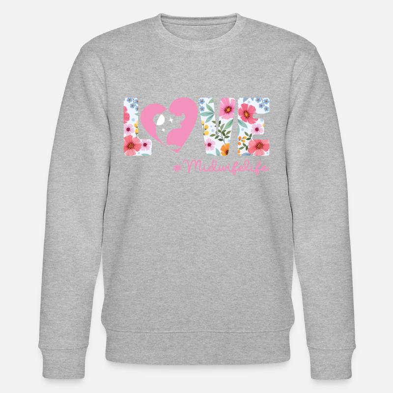 Infirmière Sage-Femme Accoucheuse Fleur - Sweat bio CHANGER Stanley/Stella Unisexe - gris chiné