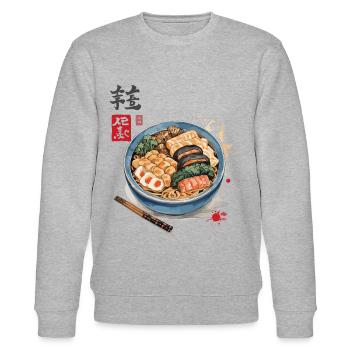 Ukiyo-E Ramen Iconic Vintage Japan Streetwear - Sweat bio CHANGER Stanley/Stella Unisexe - gris chiné - Devant - Nik (191cm) & Marisol (170cm)