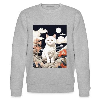 Asiatische Katze Niedliche Haustier Liebe - Stanley/Stella Unisex Bio-Sweatshirt CHANGER  - Grau meliert - Vorne - Nik (191cm) & Marisol (170cm)