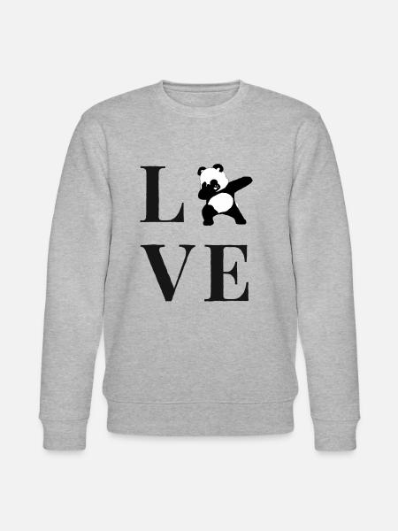 Dabbing Panda Love - Stanley/Stella CHANGER Unisex Organic Sweatshirt - heather grey