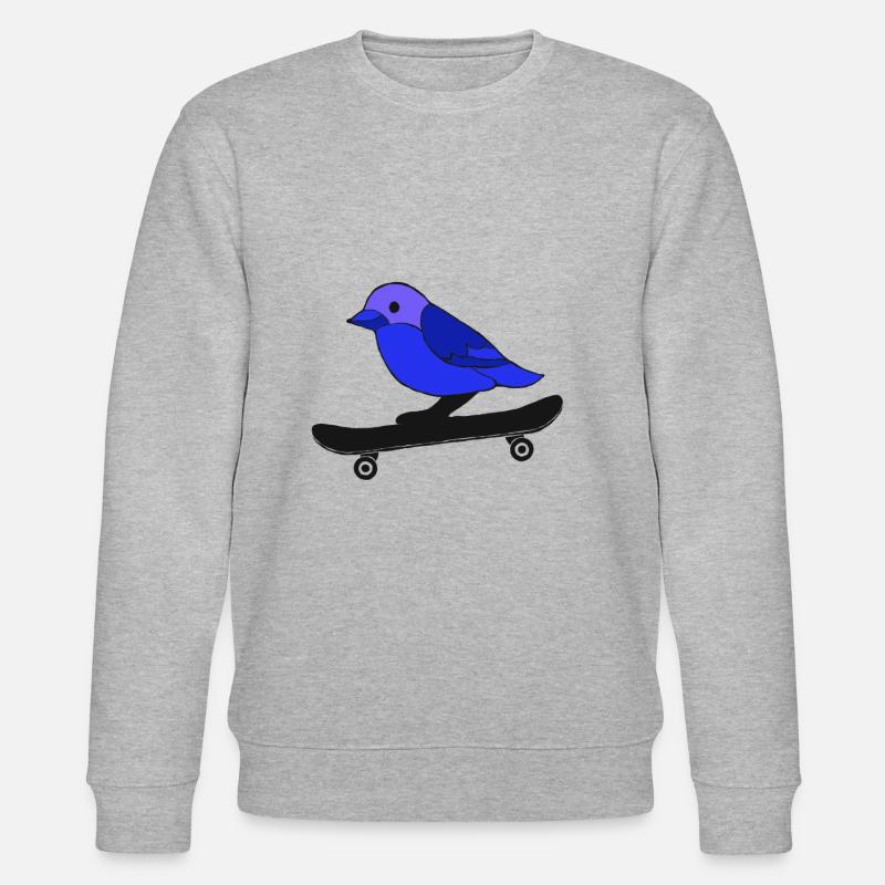 süßer Skatender Vogel - Stanley/Stella Unisex Bio-Sweatshirt CHANGER  - Grau meliert